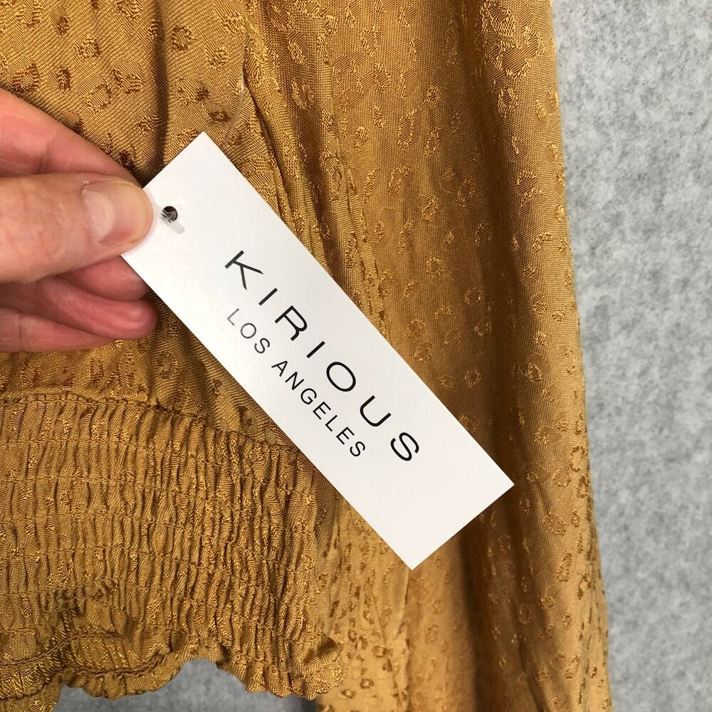 Kirious‎ Shirt Womens Small Gold Blouse Crop Open Back Twee Festival Animal Mob - Picture 9 of 11